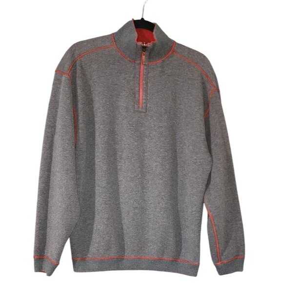 Tommy Bahama Reversible Half-Zip Pullover Sweater Mens Size XL Gray & Red Cotton - Picture 1 of 11